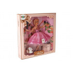 Bábika v plesových šatách, s doplnkami 28 cm - blond, ružová
